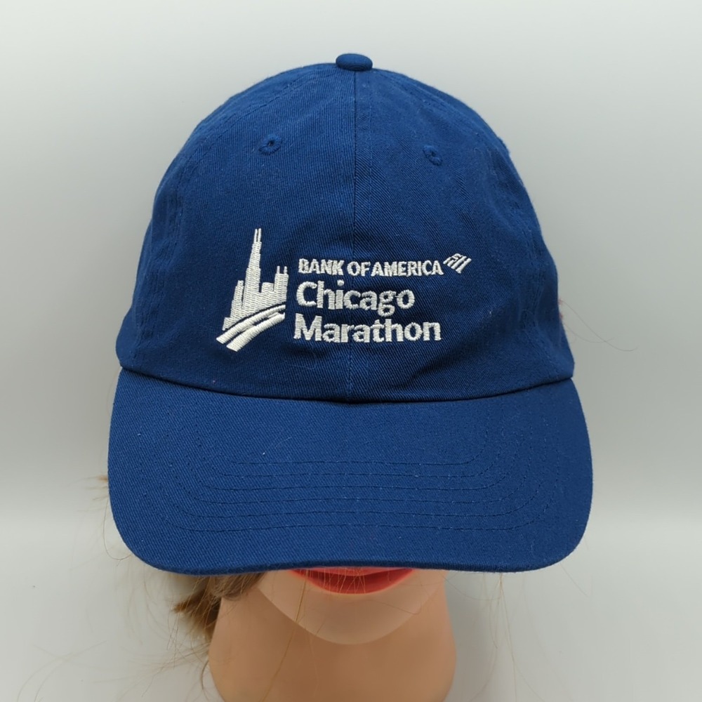 Bank Of America Chicago Marathon Running Hat Cap Blue 100% Cotton